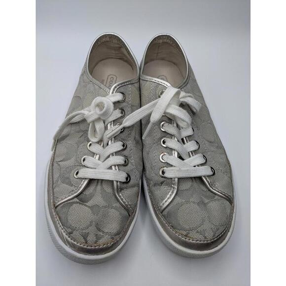 Coach Edith Stylish Coach Casual Sneakers Silver Grey 8.5 M F0007/A08 - Picture 5 of 8